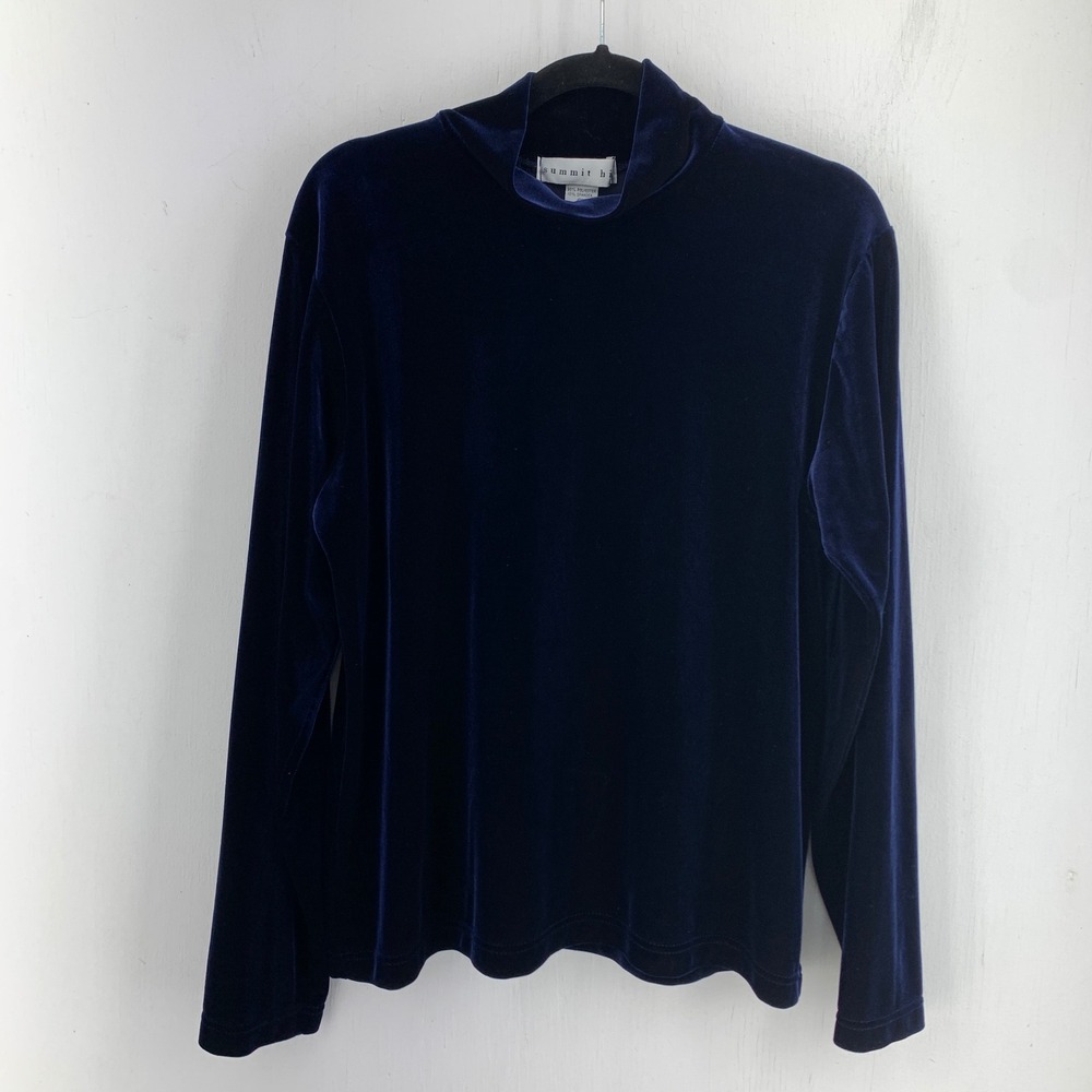 Vintage 90s Goth Whimsigoth Womens XL Dark Academia Velvet Mock Neck L/S Top